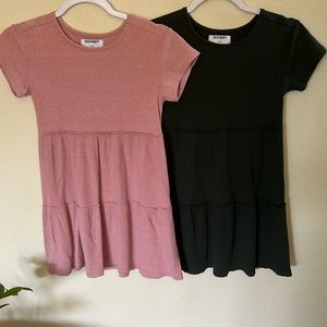 Pink and green dresses